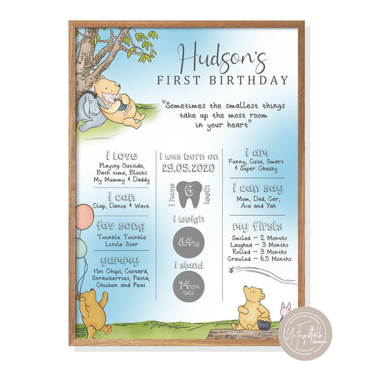 WINNIE POOH PICNIC - MILESTONE BOARD